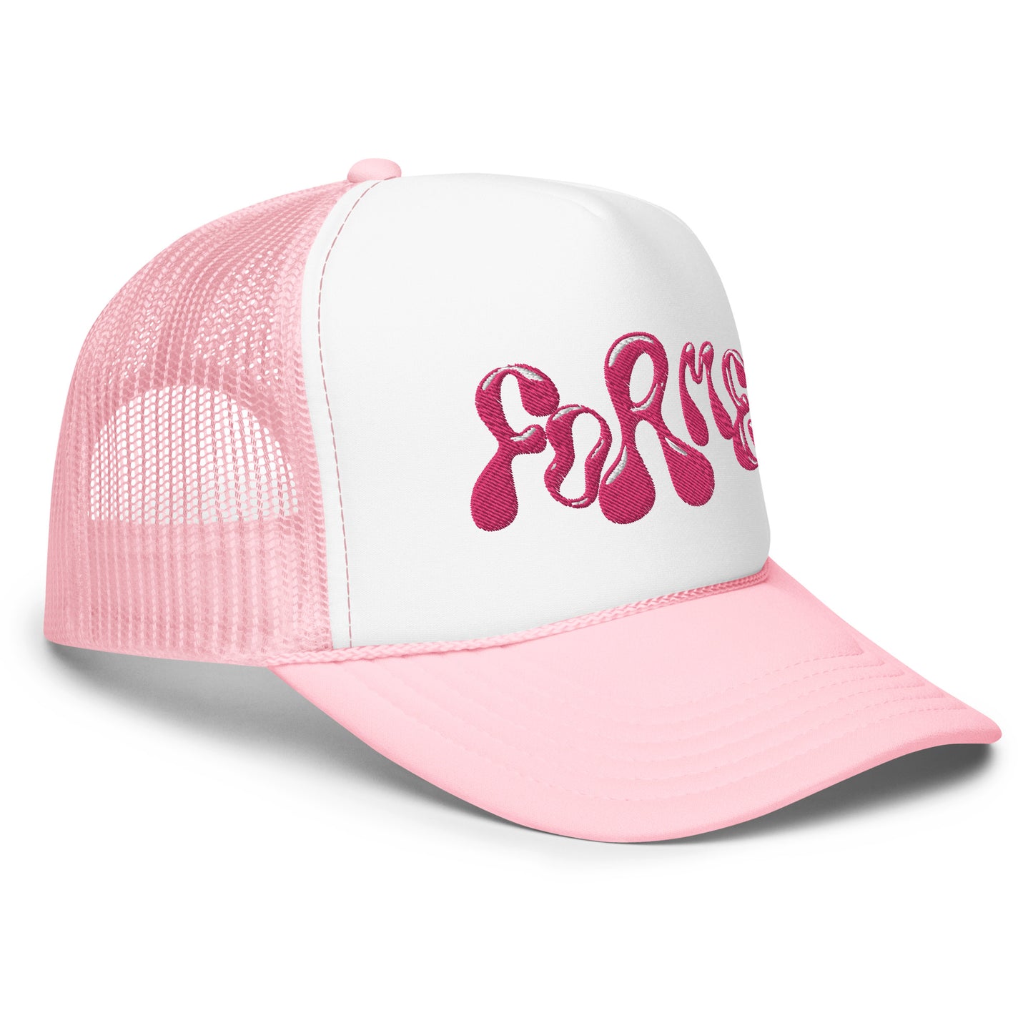 ForMe Chrome Pink Foam Trucker Hat (3D EMB Print)