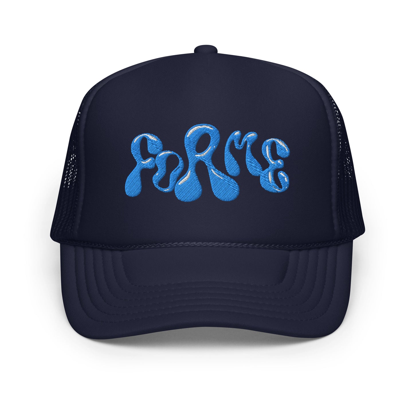 ForMe Chrome Navy & Blue Foam Trucker Hat (3D EMB Print)