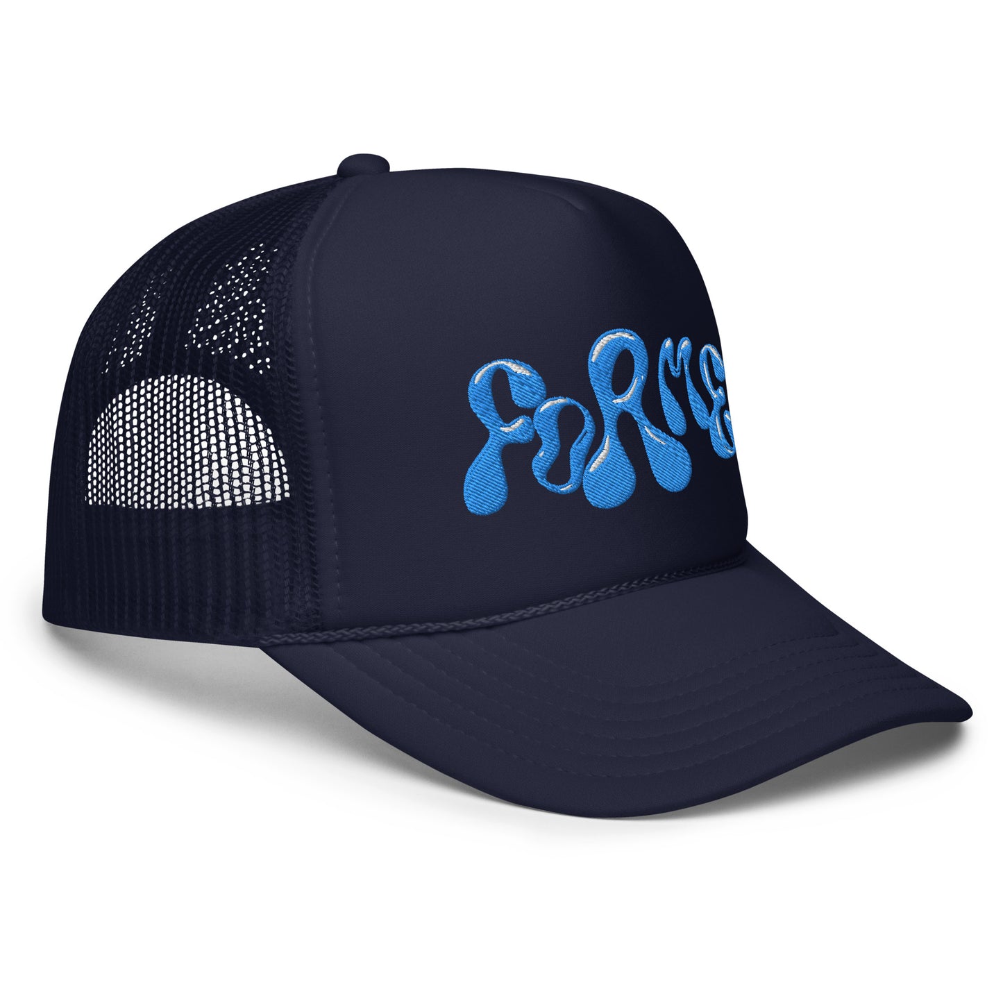 ForMe Chrome Navy & Blue Foam Trucker Hat (3D EMB Print)